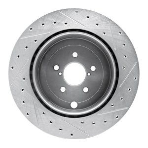 Subaru BRZ Brake Rotor (1) - Rear Left - R1 Concepts - Drilled & Slotted - Silver - `17-`25